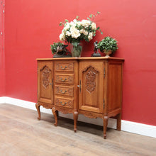 Load image into Gallery viewer, Antique French Oak Breakfront Sideboard with Four Drawers Cupboard Storage and Scroll Cabriole Legs. B12774
