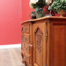 Load image into Gallery viewer, Antique French Oak Breakfront Sideboard with Four Drawers Cupboard Storage and Scroll Cabriole Legs. B12774
