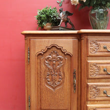 Load image into Gallery viewer, Antique French Oak Breakfront Sideboard with Four Drawers Cupboard Storage and Scroll Cabriole Legs. B12774
