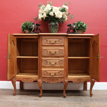 Load image into Gallery viewer, Antique French Oak Breakfront Sideboard with Four Drawers Cupboard Storage and Scroll Cabriole Legs. B12774
