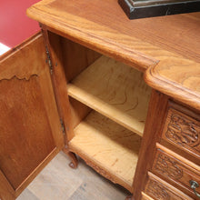 Load image into Gallery viewer, Antique French Oak Breakfront Sideboard with Four Drawers Cupboard Storage and Scroll Cabriole Legs. B12774
