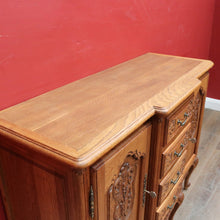 Load image into Gallery viewer, Antique French Oak Breakfront Sideboard with Four Drawers Cupboard Storage and Scroll Cabriole Legs. B12774
