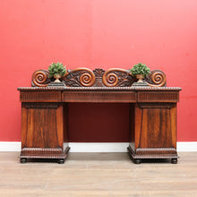 Load image into Gallery viewer, Antique English Rosewood Twin Pedestal Sideboard with Thomas Hope Scroll Backboard. B13102
