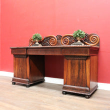 Load image into Gallery viewer, Antique English Rosewood Twin Pedestal Sideboard with Thomas Hope Scroll Backboard. B13102
