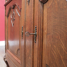 Load image into Gallery viewer, x SOLD French Oak Sideboard with Two Doors Two Drawers Brass Handles Key and Elaborate Carved Detail. B12701
