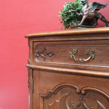 Load image into Gallery viewer, x SOLD French Oak Sideboard with Two Doors Two Drawers Brass Handles Key and Elaborate Carved Detail. B12701
