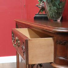 Load image into Gallery viewer, x SOLD French Oak Sideboard with Two Doors Two Drawers Brass Handles Key and Elaborate Carved Detail. B12701
