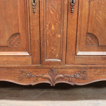 Load image into Gallery viewer, x SOLD French Oak Sideboard with Two Doors Two Drawers Brass Handles Key and Elaborate Carved Detail. B12701
