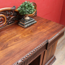 Load image into Gallery viewer, Antique English Rosewood Twin Pedestal Sideboard with Thomas Hope Scroll Backboard. B13102

