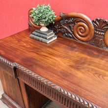 Load image into Gallery viewer, Antique English Rosewood Twin Pedestal Sideboard with Thomas Hope Scroll Backboard. B13102
