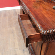 Load image into Gallery viewer, Antique English Rosewood Twin Pedestal Sideboard with Thomas Hope Scroll Backboard. B13102
