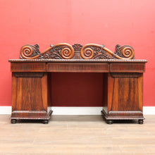 Load image into Gallery viewer, Antique English Rosewood Twin Pedestal Sideboard with Thomas Hope Scroll Backboard. B13102
