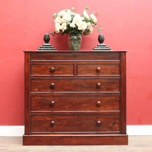 Load image into Gallery viewer, Antique English Mahogany Six Drawer Chest of Drawers, Graduating Drawers. B13130
