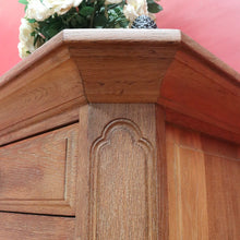 Load image into Gallery viewer, x SOLD Dutch Oak Cabinet with Three Drawers Bun Feet and Oak Handles. B12749
