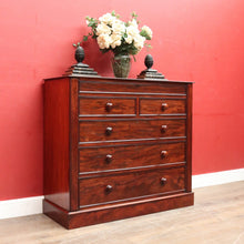 Load image into Gallery viewer, Antique English Mahogany Six Drawer Chest of Drawers, Graduating Drawers. B13130
