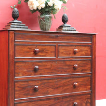 Load image into Gallery viewer, Antique English Mahogany Six Drawer Chest of Drawers, Graduating Drawers. B13130

