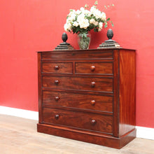 Load image into Gallery viewer, Antique English Mahogany Six Drawer Chest of Drawers, Graduating Drawers. B13130
