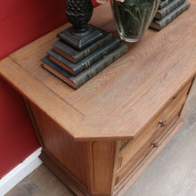 Load image into Gallery viewer, x SOLD Dutch Oak Cabinet with Three Drawers Bun Feet and Oak Handles. B12749
