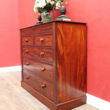Load image into Gallery viewer, Antique English Mahogany Six Drawer Chest of Drawers, Graduating Drawers. B13130
