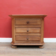 Load image into Gallery viewer, x SOLD Dutch Oak Cabinet with Three Drawers Bun Feet and Oak Handles. B12749
