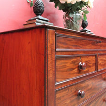 Load image into Gallery viewer, Antique English Mahogany Six Drawer Chest of Drawers, Graduating Drawers. B13130
