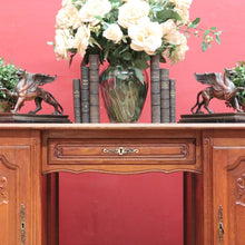 Load image into Gallery viewer, French Oak Office or Study Desk with Drawer Two Cupboards Panelled Sides and Scalloped Apron. B12822
