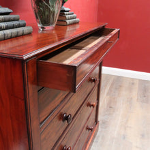 Load image into Gallery viewer, Antique English Mahogany Six Drawer Chest of Drawers, Graduating Drawers. B13130
