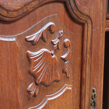 Load image into Gallery viewer, French Oak Office or Study Desk with Drawer Two Cupboards Panelled Sides and Scalloped Apron. B12822
