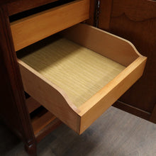 Load image into Gallery viewer, French Oak Office or Study Desk with Drawer Two Cupboards Panelled Sides and Scalloped Apron. B12822
