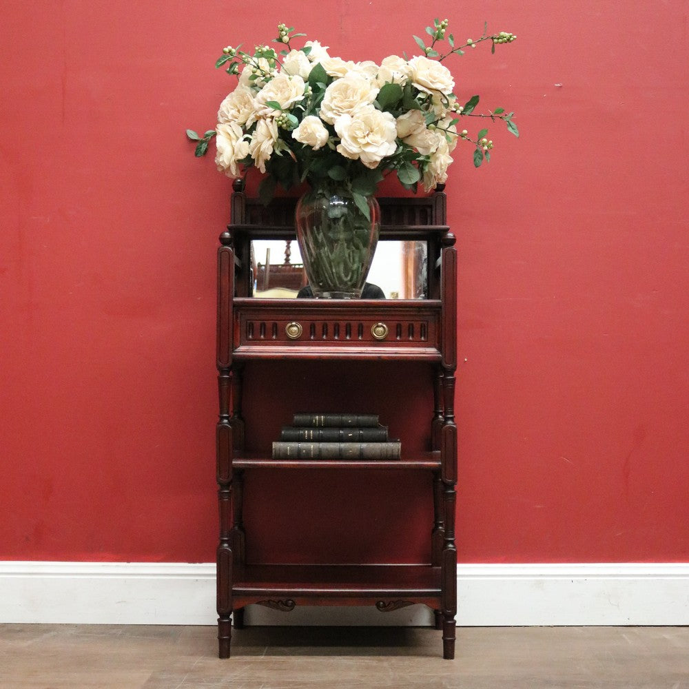 Mahogany Bedside Cabinet or Lamp / Side Cupboard with a Mirror Back, Tier Display. B12442