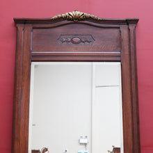 Load image into Gallery viewer, Large Antique French Oak and Gilt Brass Mantle Mirror with Bevelled Glass and Acanthus Leaf Crest. B12725
