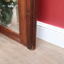 Load image into Gallery viewer, Large Antique French Oak and Gilt Brass Mantle Mirror with Bevelled Glass and Acanthus Leaf Crest. B12725
