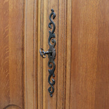 Load image into Gallery viewer, x SOLD Antique French Oak Wardrobe or Armoire with Four Doors Hanging Storage Shelves Carved Detail and Keys. B12804
