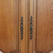 Load image into Gallery viewer, x SOLD Antique French Oak Wardrobe or Armoire with Four Doors Hanging Storage Shelves Carved Detail and Keys. B12804
