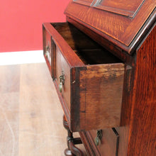 Load image into Gallery viewer, Antique English Oak Bureau Writing Desk with Fitted Interior and Four Drawers. B13045
