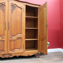 Load image into Gallery viewer, x SOLD Antique French Oak Wardrobe or Armoire with Four Doors Hanging Storage Shelves Carved Detail and Keys. B12804
