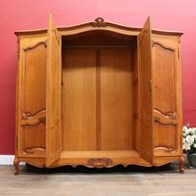 Load image into Gallery viewer, x SOLD Antique French Oak Wardrobe or Armoire with Four Doors Hanging Storage Shelves Carved Detail and Keys. B12804
