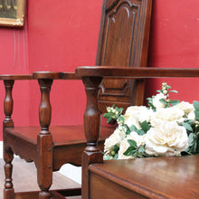 Load image into Gallery viewer, Pair of Antique French Armchairs with Ornate Tall Backs Central Panels and Shaped Arms. B12702
