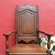 Load image into Gallery viewer, Pair of Antique French Armchairs with Ornate Tall Backs Central Panels and Shaped Arms. B12702
