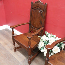 Load image into Gallery viewer, Pair of Antique French Armchairs with Ornate Tall Backs Central Panels and Shaped Arms. B12702
