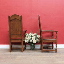 Load image into Gallery viewer, Pair of Antique French Armchairs with Ornate Tall Backs Central Panels and Shaped Arms. B12702
