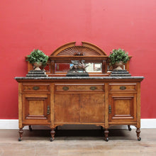 Load image into Gallery viewer, Antique Australian Walnut Marble Top Sideboard with Mirrored Carved Back. B13093
