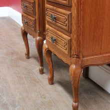 Load image into Gallery viewer, French Oak Vintage Five Drawer Lingerie Chest or Tallboy with Scroll Carving and Gilt Fretwork Handles. B12809
