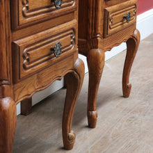 Load image into Gallery viewer, French Oak Vintage Five Drawer Lingerie Chest or Tallboy with Scroll Carving and Gilt Fretwork Handles. B12809
