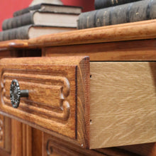 Load image into Gallery viewer, French Oak Vintage Five Drawer Lingerie Chest or Tallboy with Scroll Carving and Gilt Fretwork Handles. B12809
