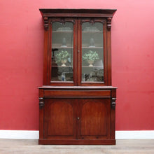 Load image into Gallery viewer, Antique English Mahogany Two Door Bookcase Cabinet with Original Glass. B13069
