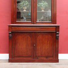 Load image into Gallery viewer, Antique English Mahogany Two Door Bookcase Cabinet with Original Glass. B13069
