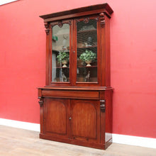 Load image into Gallery viewer, Antique English Mahogany Two Door Bookcase Cabinet with Original Glass. B13069
