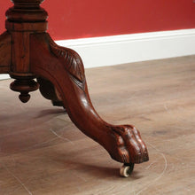 Load image into Gallery viewer, Antique Australian Cedar Dining Table with Pedestal Base and Lion Paw Feet. B12472
