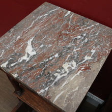 Load image into Gallery viewer, Pair of French Oak Bedside Cabinets with Marble Tops Turned Supports Brass Handles and Cupboard Storage. B12740
